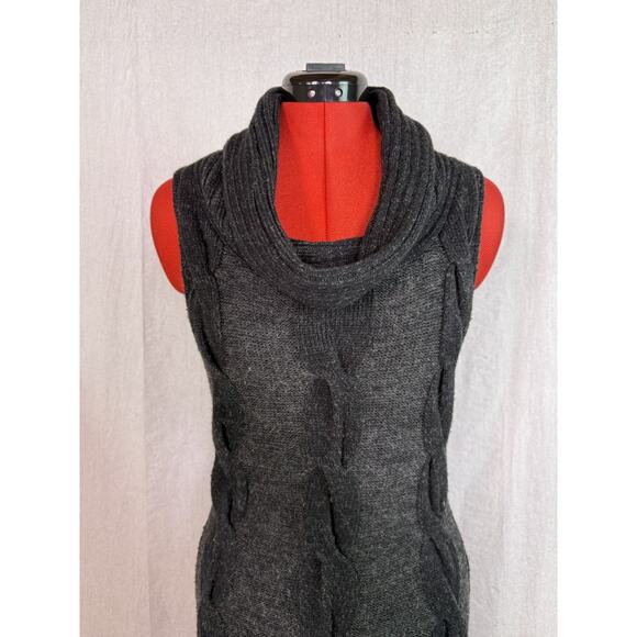 Twenty One Gray Cable Knit Wool Roll Neck Sleeveless Sweater Dress Size S E113 - Picture 2 of 10